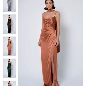 Elegant Satin Copper Evening Gown